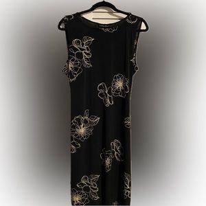 Sleeveless black dress with abstract flowers
